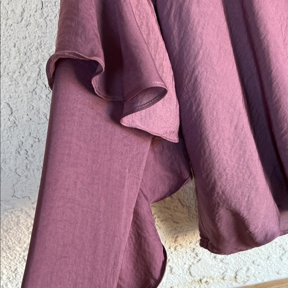 Express Women's Plum Ruffle Sleeve Blouse - Picture 7 of 16